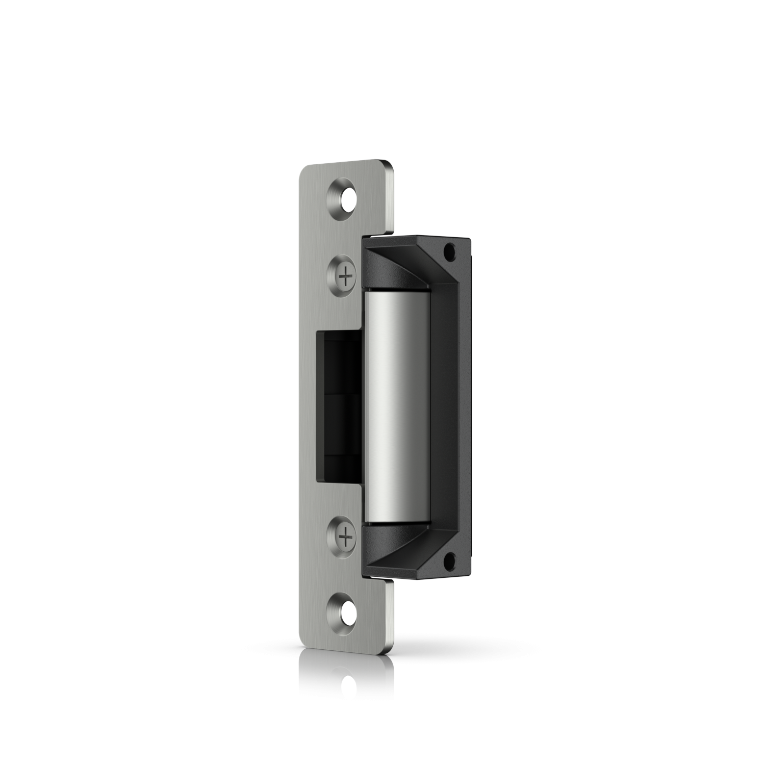 De Ubiquiti UniFi Access Electric Lock schuin van voor met een korte frontplaat
