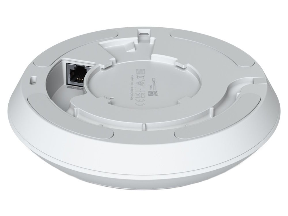 Achterkant van de Ubiquiti UniFi Protect AI 360 graden 5MP outdoor fisheye camera met netwerkaansluiting