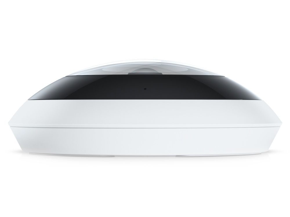 Een liggende Ubiquiti UniFi Protect AI 360 graden 5MP outdoor fisheye camera van de zijkant