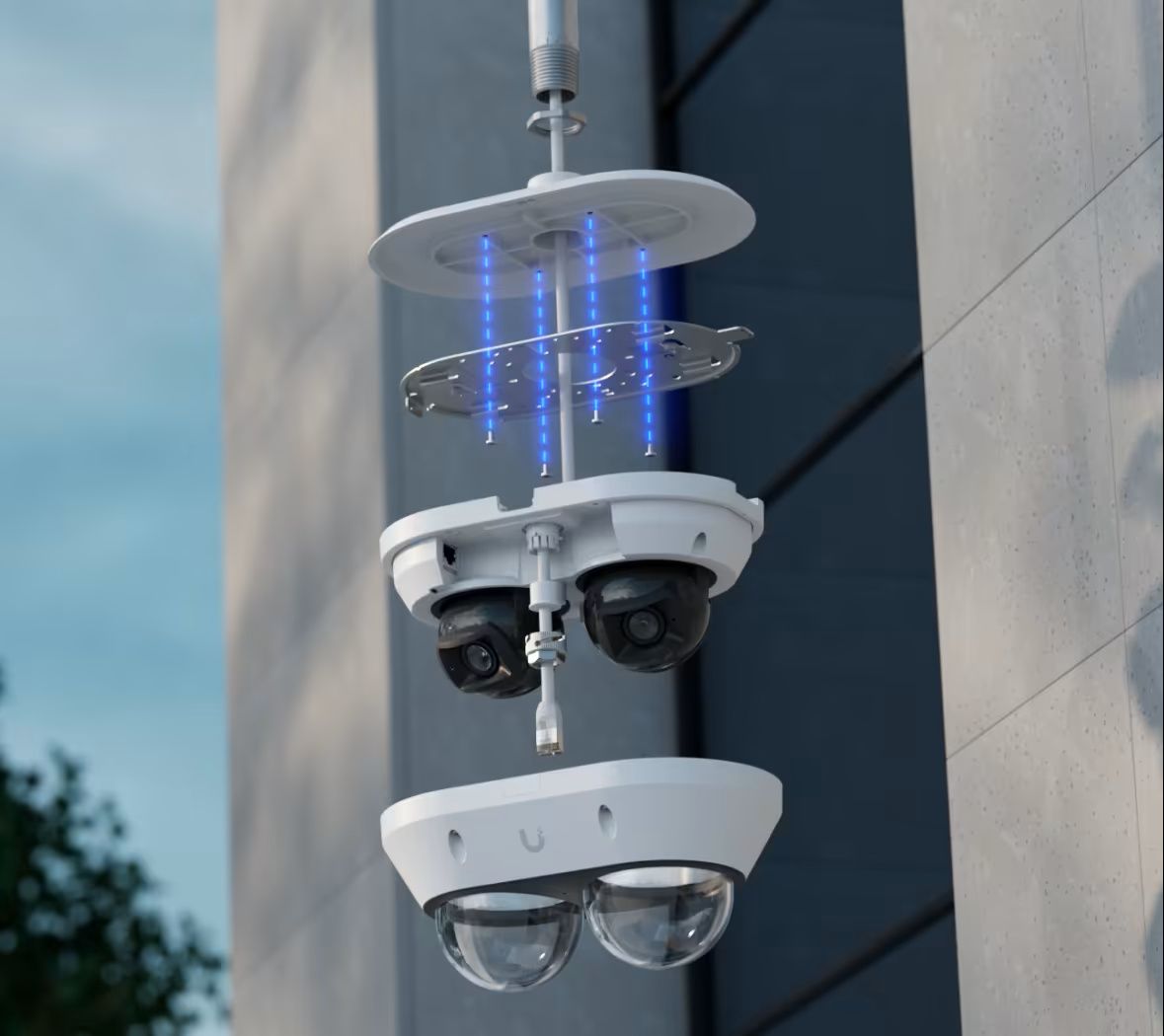 Installatie van een camera met de Ubiquiti UniFi AI Multi Sensor 2 Camera Pendant Mount