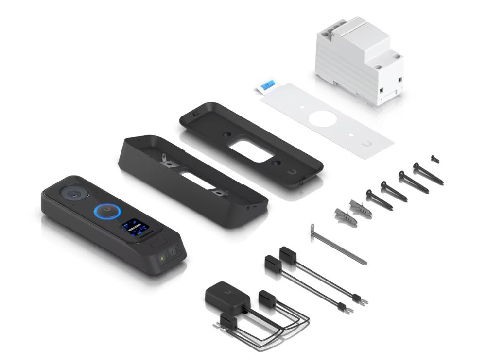 Verpakkingsinhoud van de Ubiquiti UniFi Protect G4 Doorbell Pro videodeurbel