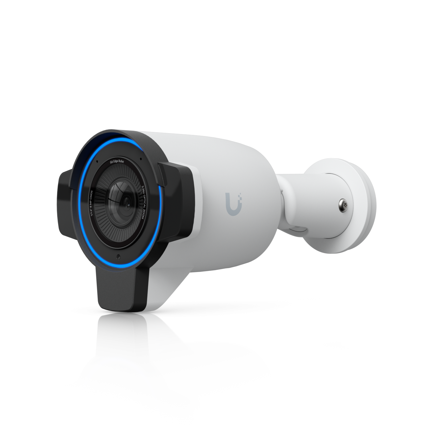Schuin van voren de Ubiquiti UniFi G6 Edge Bullet (UVC-G6-Edge-Bullet) outdoor 4K AI camera voor camerabewaking buiten