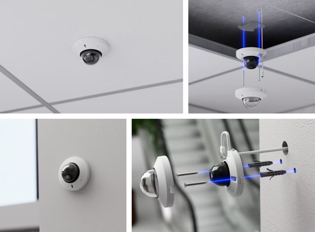 Montage en installatie van de Ubiquiti UniFi G6 Mini Dome Camera aan een plafond en muur