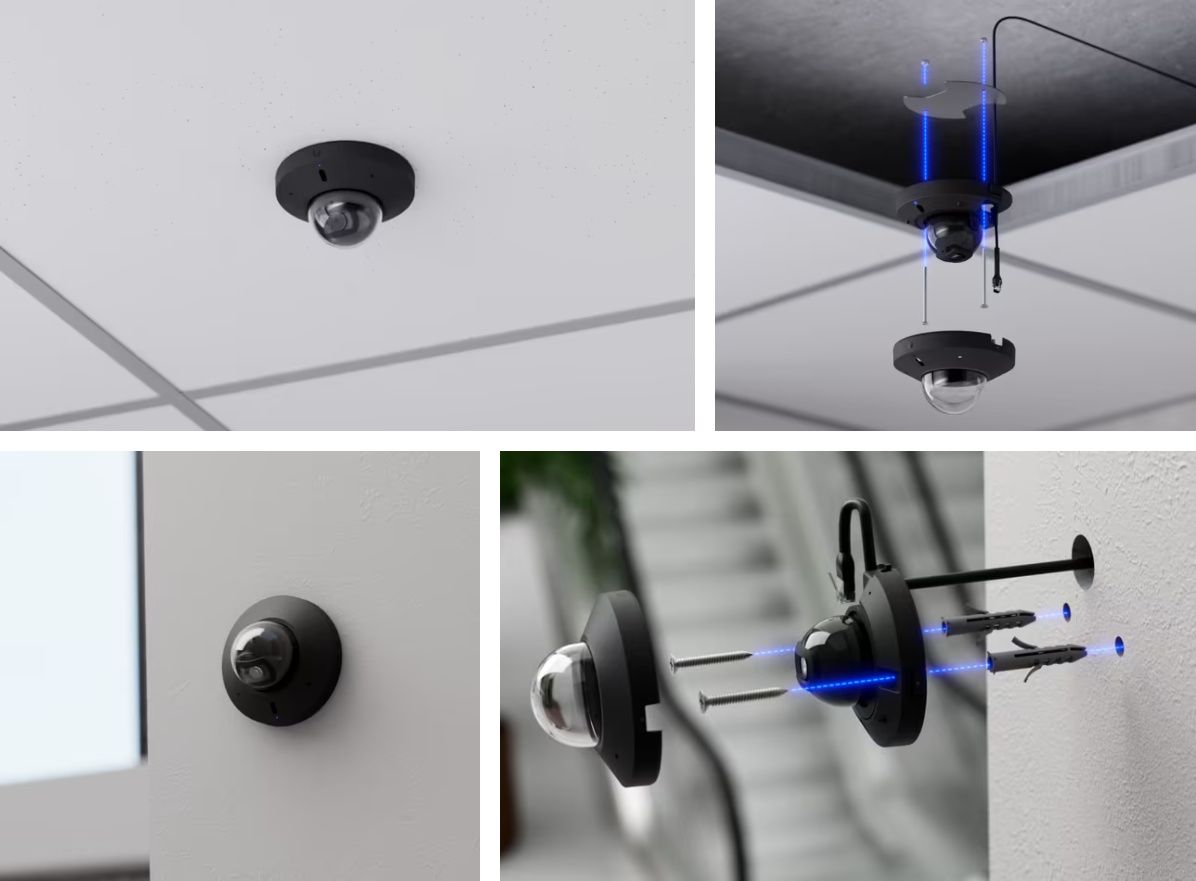Montage en installatie van de Ubiquiti UniFi G6 Mini Dome Camera Zwart  aan een plafond en muur