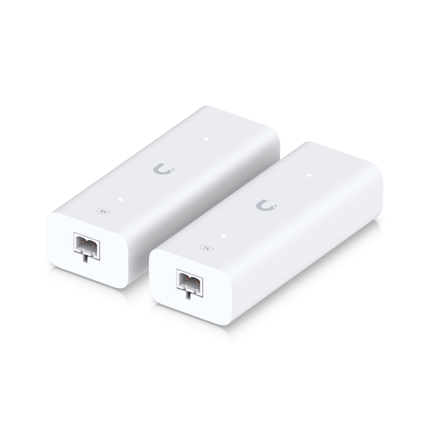 Onderkant van de Ubiquiti UniFi PoE Over 2-Wire Retrofit Extender set met onderkant zichtbaar met 2-wire aansluiting