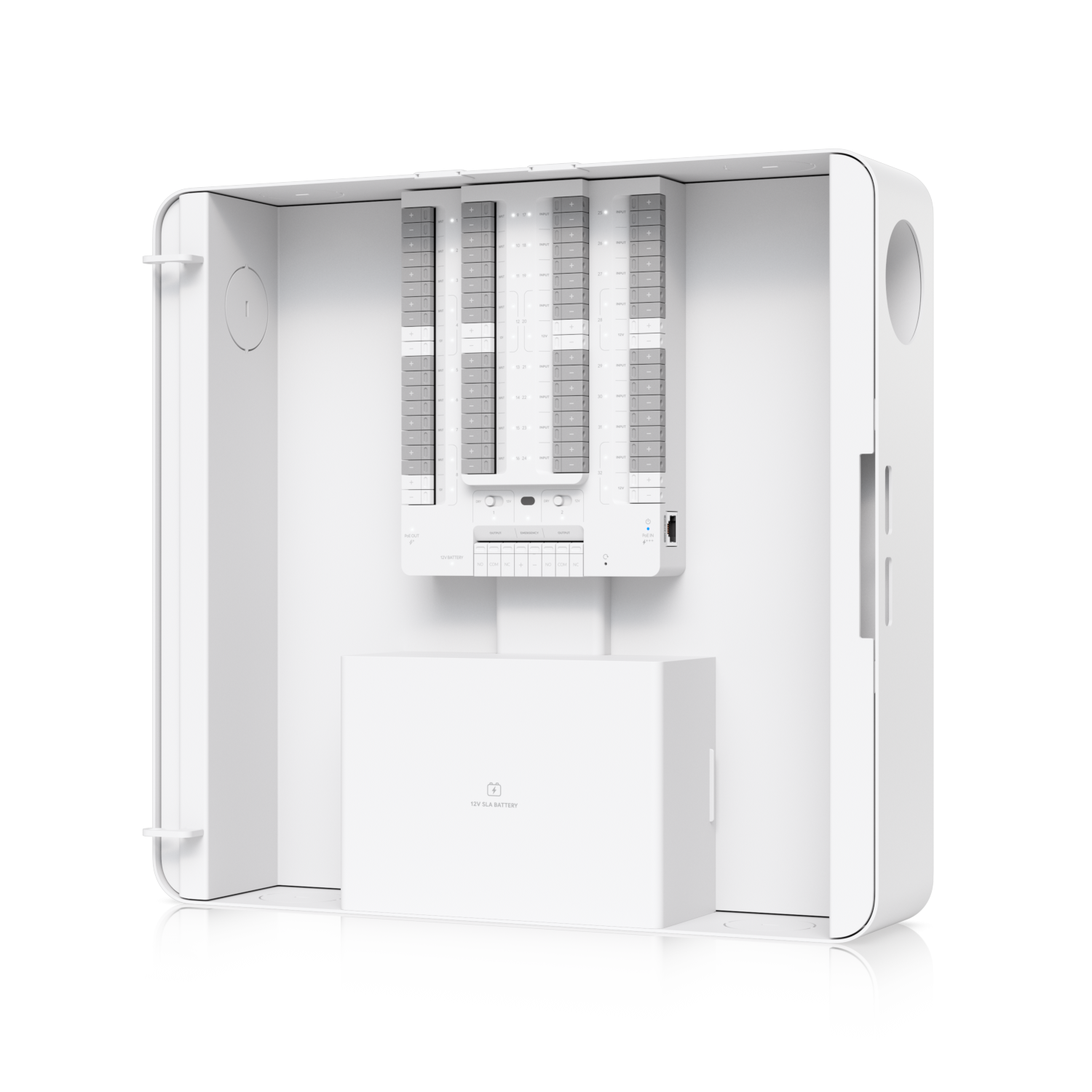 Binnenkant van de Ubiquiti UniFi Protect Alarm Hub Kit met indoor behuizing