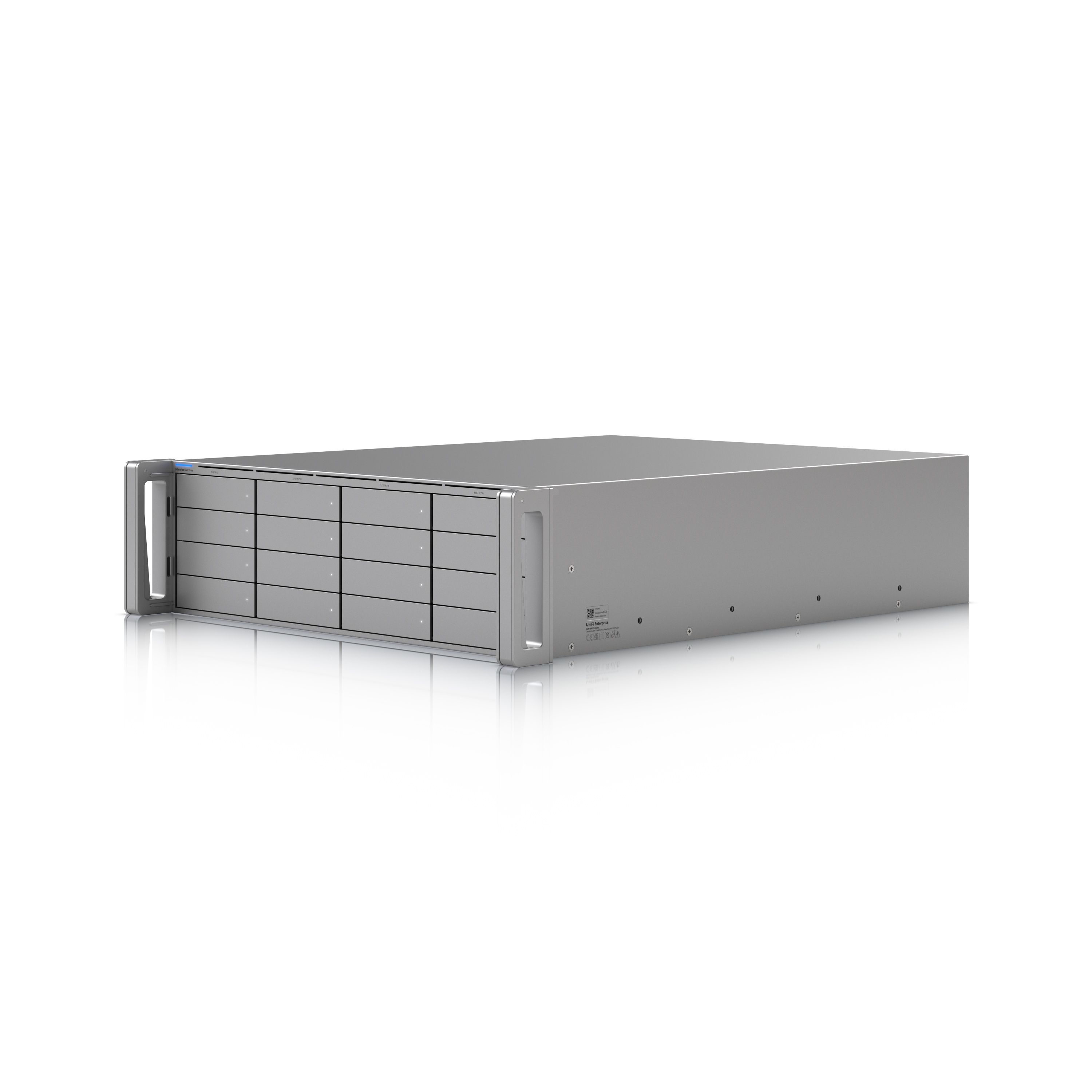 Zijkant en voorkant van de Ubiquiti UniFi Protect Enterprise NVR Core (ENVR-Core-EU) videorecorder