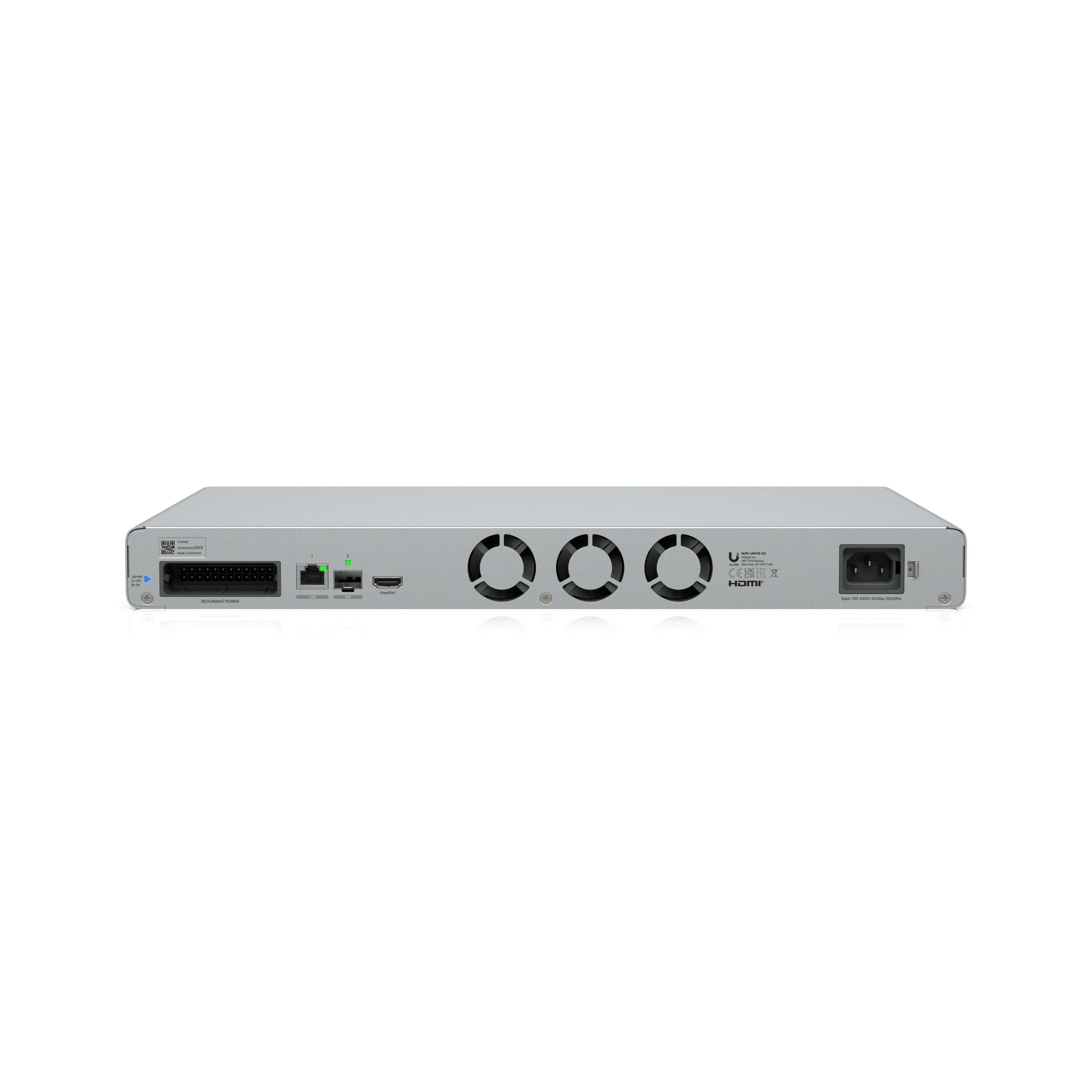 Ubiquiti UniFi Network Video Recorder G2 achterkant schuin bovenaf