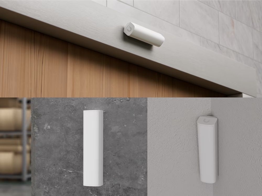 De Ubiquiti UniFi SuperLink Motion Sensor op verschillende manieren gemonteerd