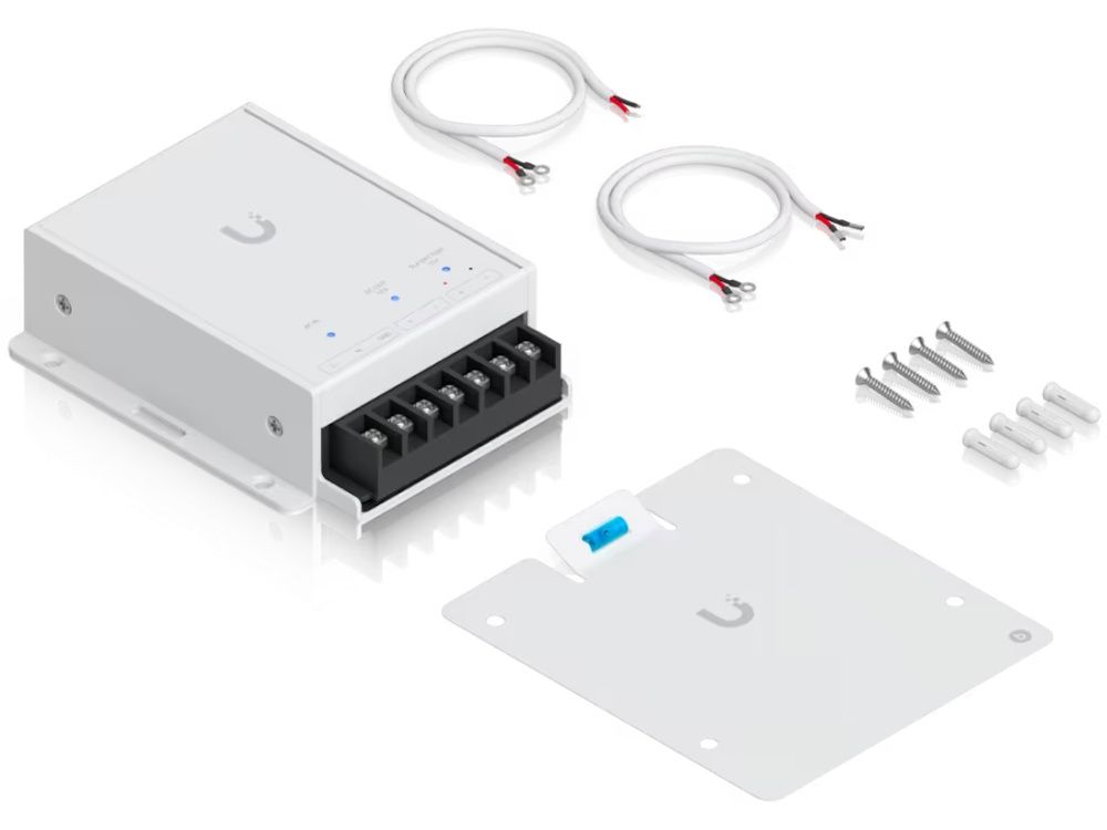 Verpakkingsinhoud van de Ubiquiti UniFi Retrofit PSU 12V voeding