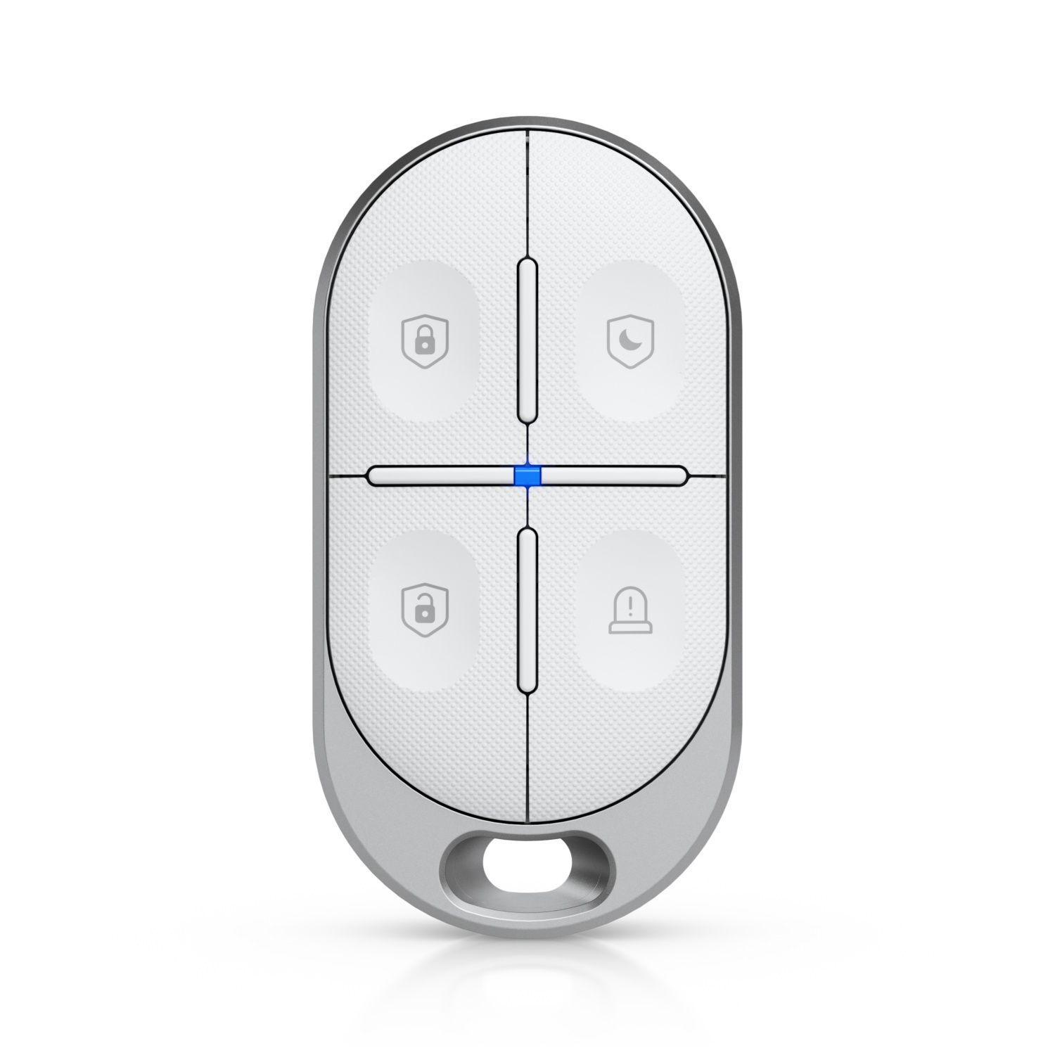 Voorkant van de Ubiquiti UniFi SuperLink Remote Control KeyFob (USL-FOB) met alarmknoppen