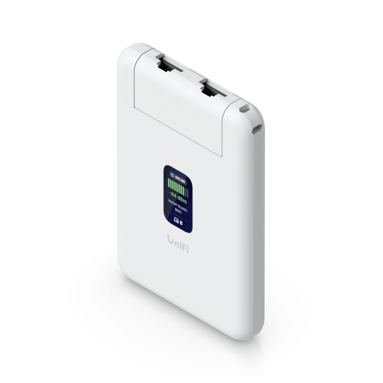 De Ubiquiti UniFi Travel Router compacte WiFi 5 VPN reisrouter schuin van boven