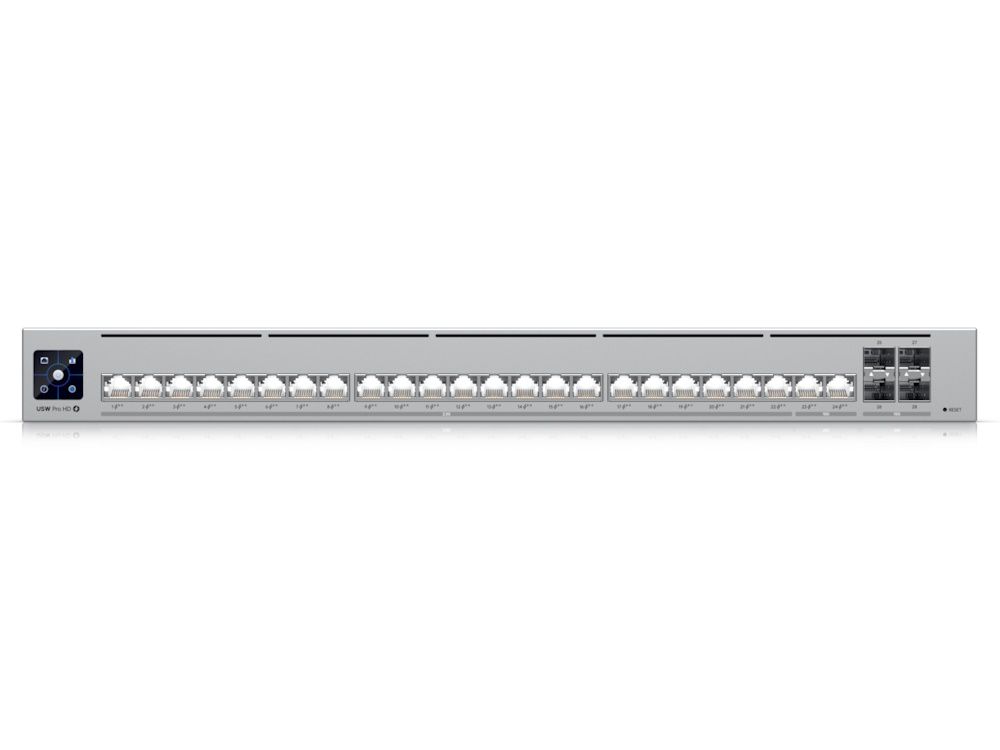 Voorkant van de Ubiquiti UniFi Pro HD 24 PoE switch (USW-Pro-HD-24-PoE) 
