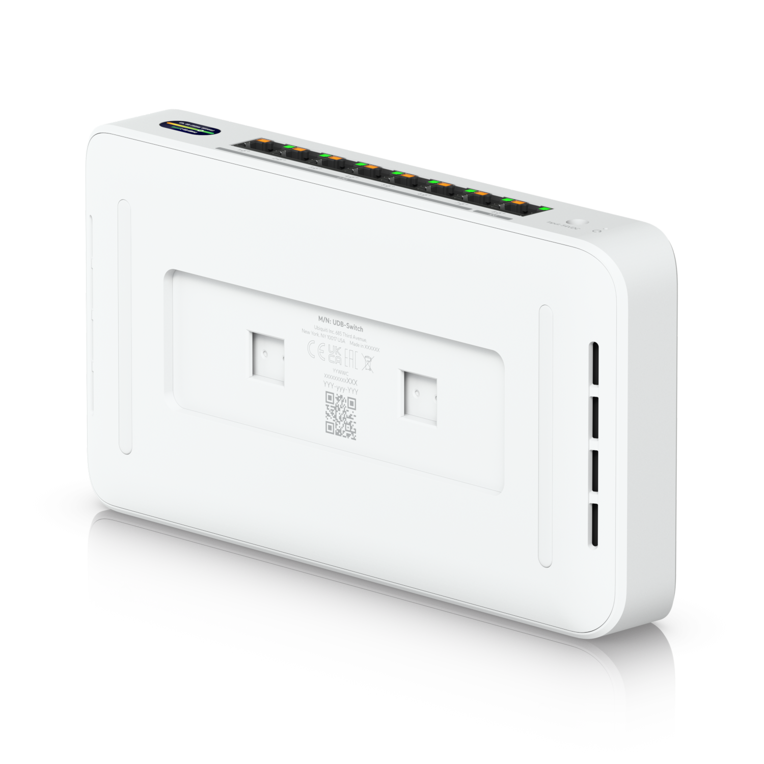 Onderkant van de Ubiquiti UniFi Device Bridge Switch (UDB-Switch)