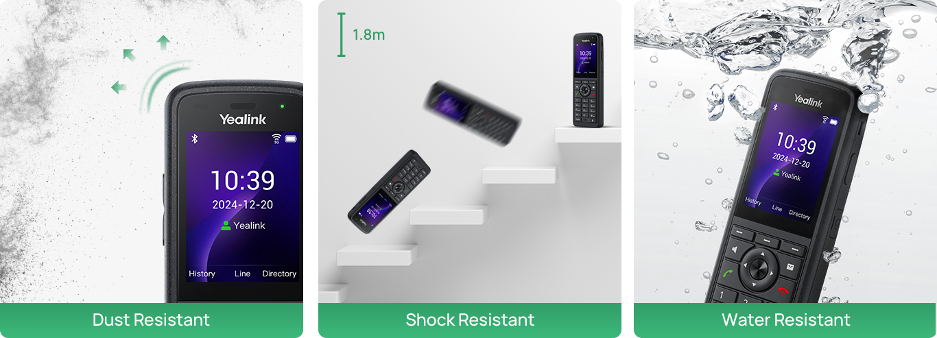 De Yealink AX86R robuuste WiFi telefoon is stofbestendig, waterbestendig en valbestendig