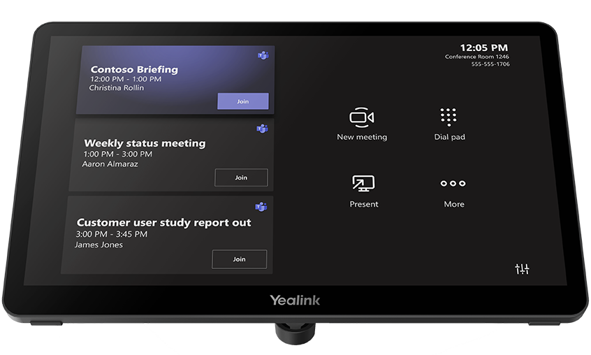 Voorkant van het touchpaneel uit het Yealink MVC S98 Teams videovergadersysteem voor grote ruimtes