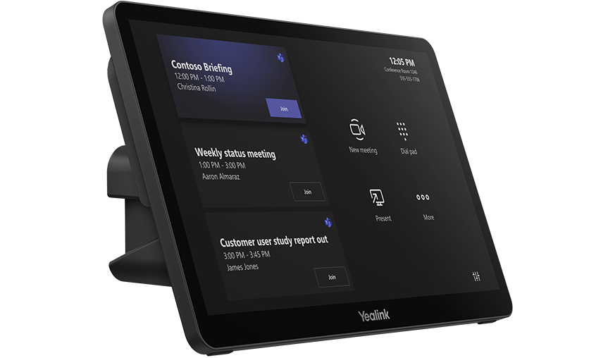 Het Yealink MTouch touchscreen schuin van voren