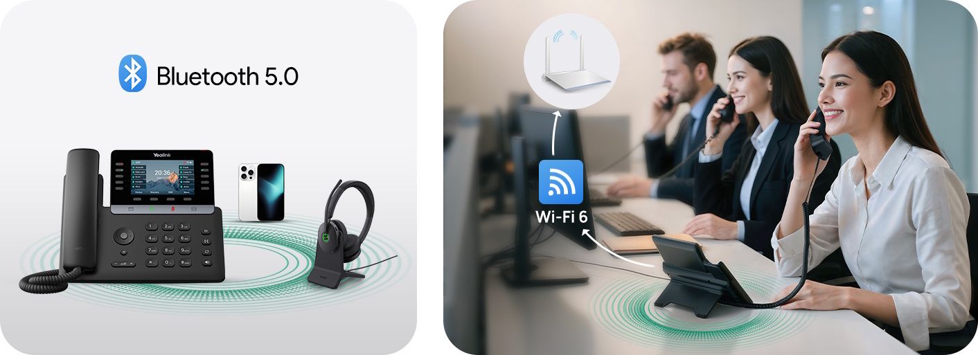 De Yealink SIP-T74W VoIP telefoon beschikt over Bluetooth 5.0 en WiFi 6
