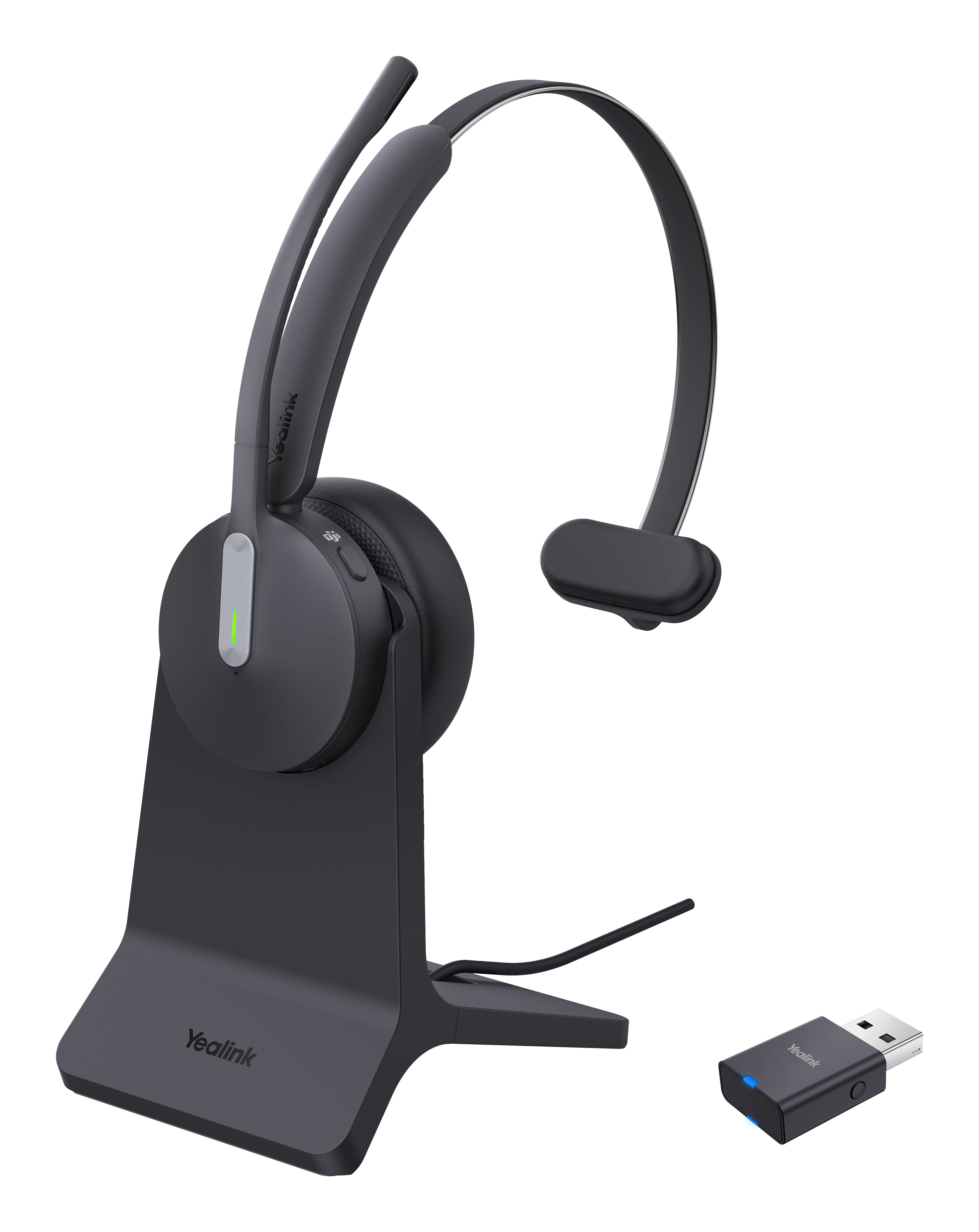 Yealink WH64 Hybrid Mono Teams DECT en Bluetooth Headset met laadstandaard en USB-A Bluetooth dongle