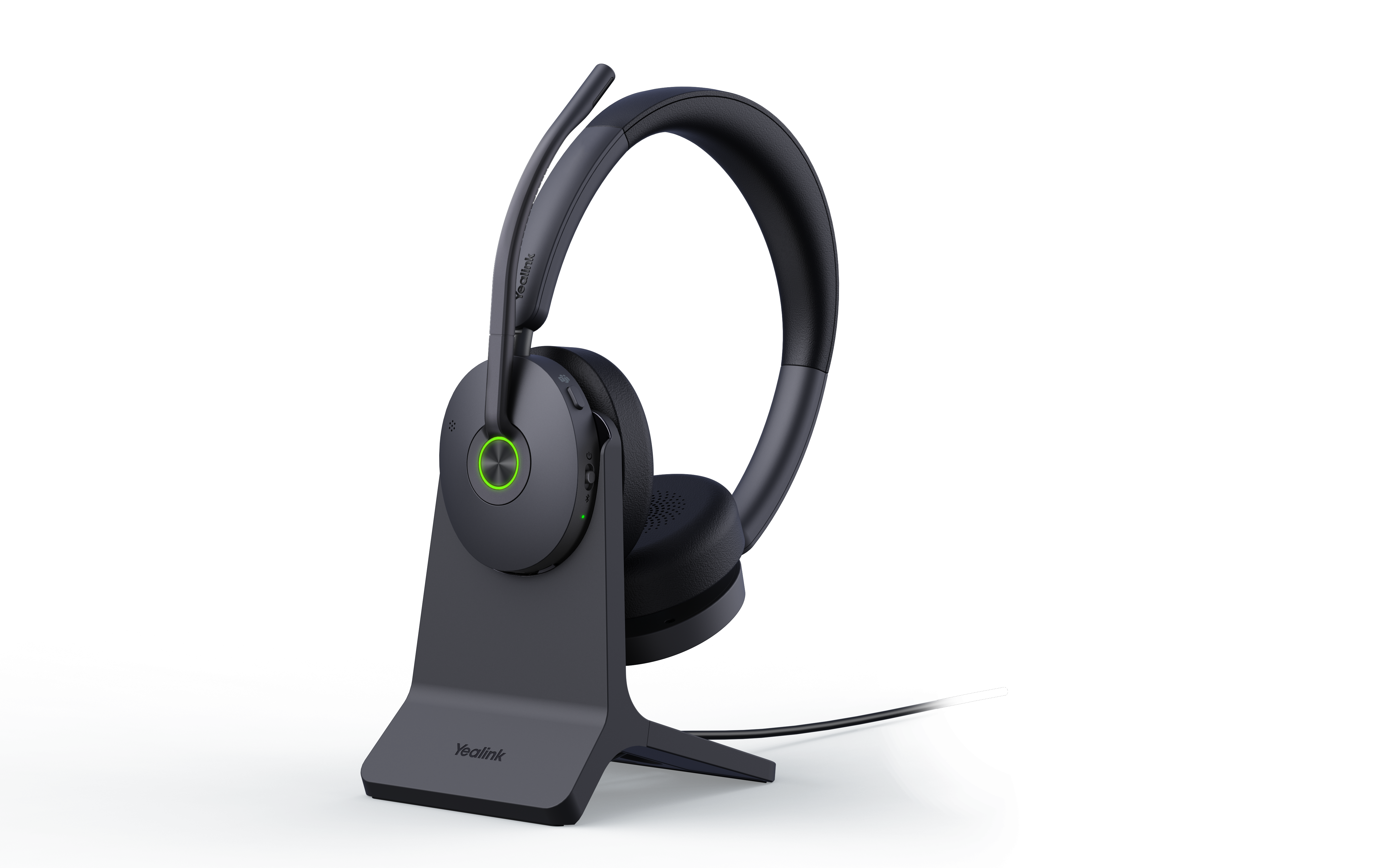 Draadloze Yealink WH68 Hybrid DECT en Bluetooth headset met laadstandaard