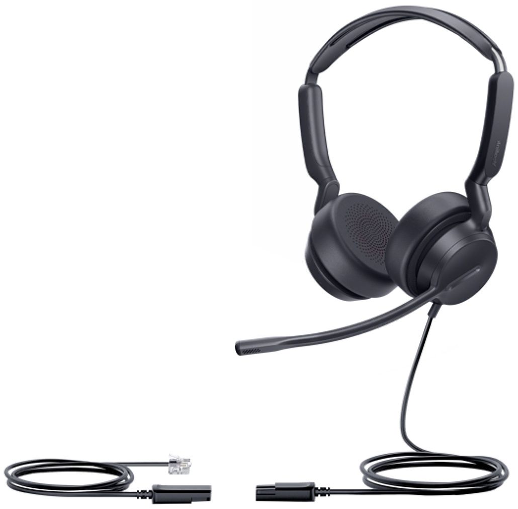 De dubbeloors Yealink YHS36 E2 Dual stereo headset voor Yealink VoIP Telefoons
