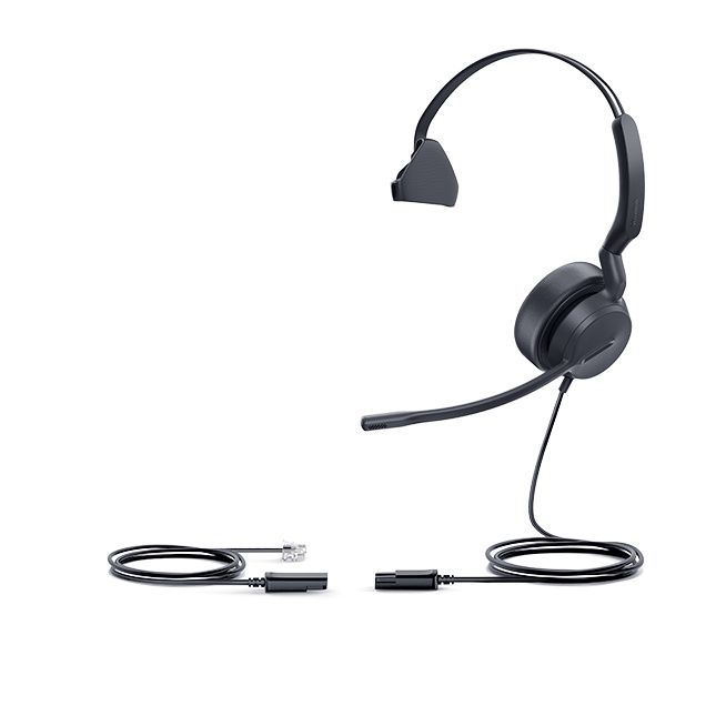 De enkeloors Yealink YHS36 E2 Mono headset voor Yealink VoIP Telefoons