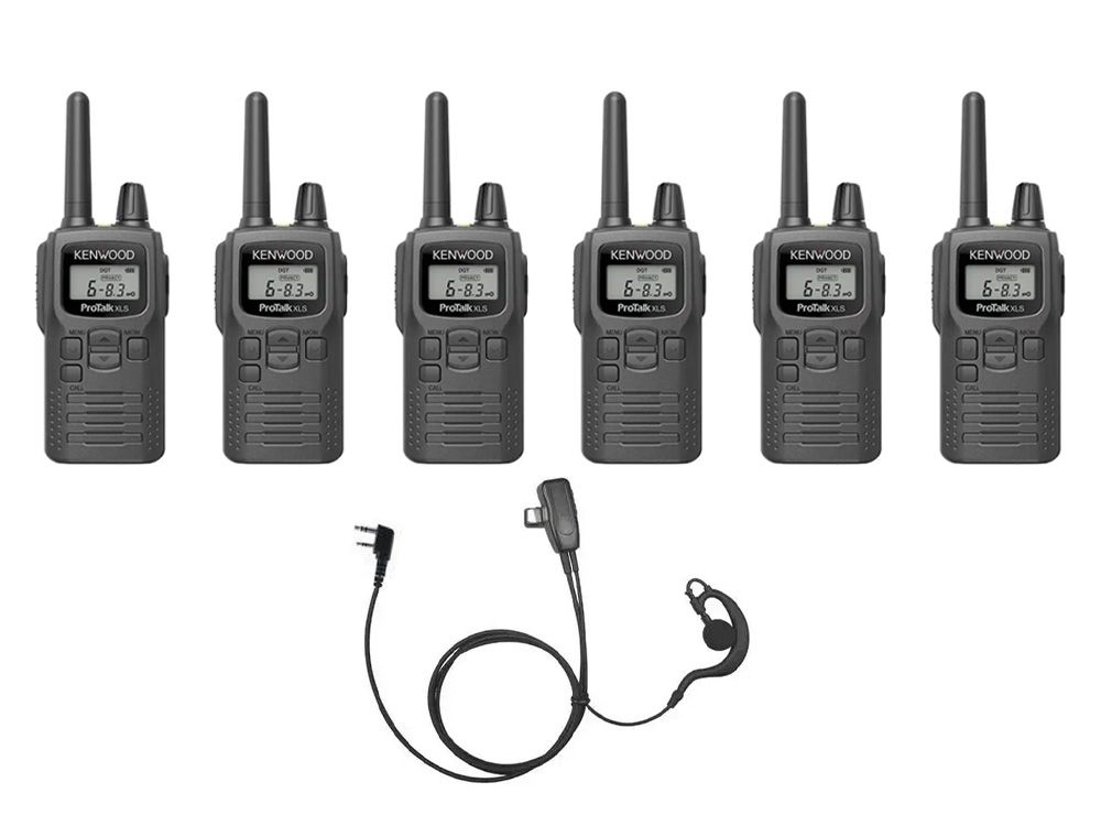 Kenwood ProTalk PKT-300 6-pack met Incotech CCH1040-K1 C-oortjes