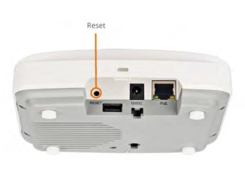 Ruckus R350 Unleashed WiFi 6 indoor access point onderkant met resetknop