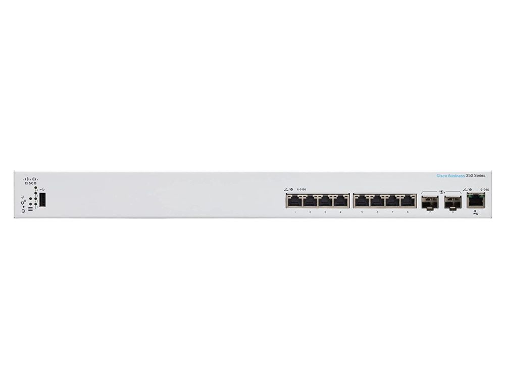 Cisco CBS350-8XT 8-poorts Managed L3 10GE switch + 2x SFP+ voorkant aansluitingen