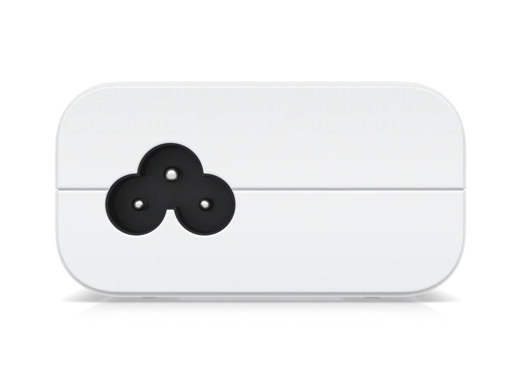 Stroomaansluiting van de Ubiquiti U-POE-at Gigabit PoE injector