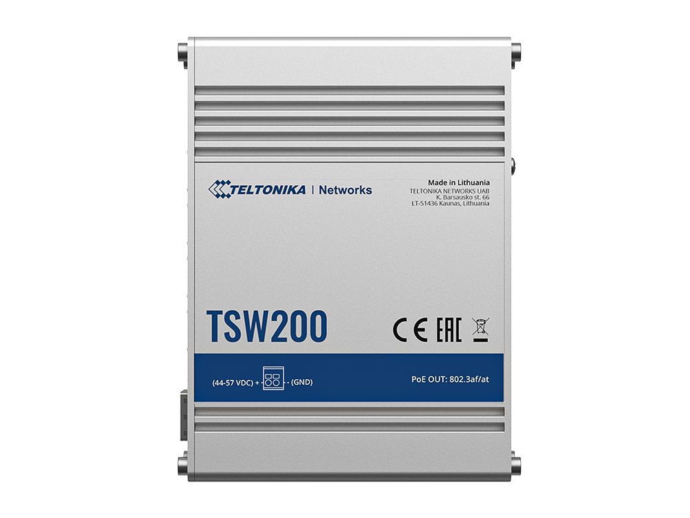 Teltonika TSW200 industriële unmanaged switch voorkant