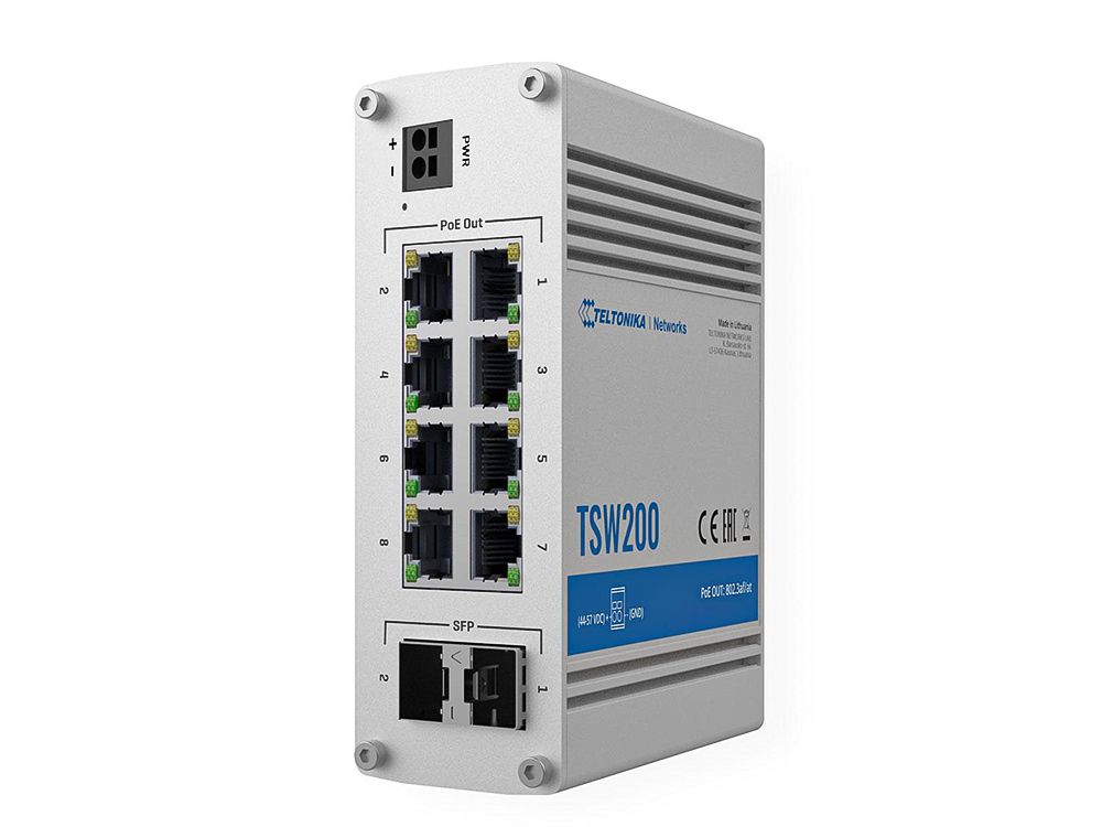 Teltonika TSW200 industriële unmanaged switch poorten