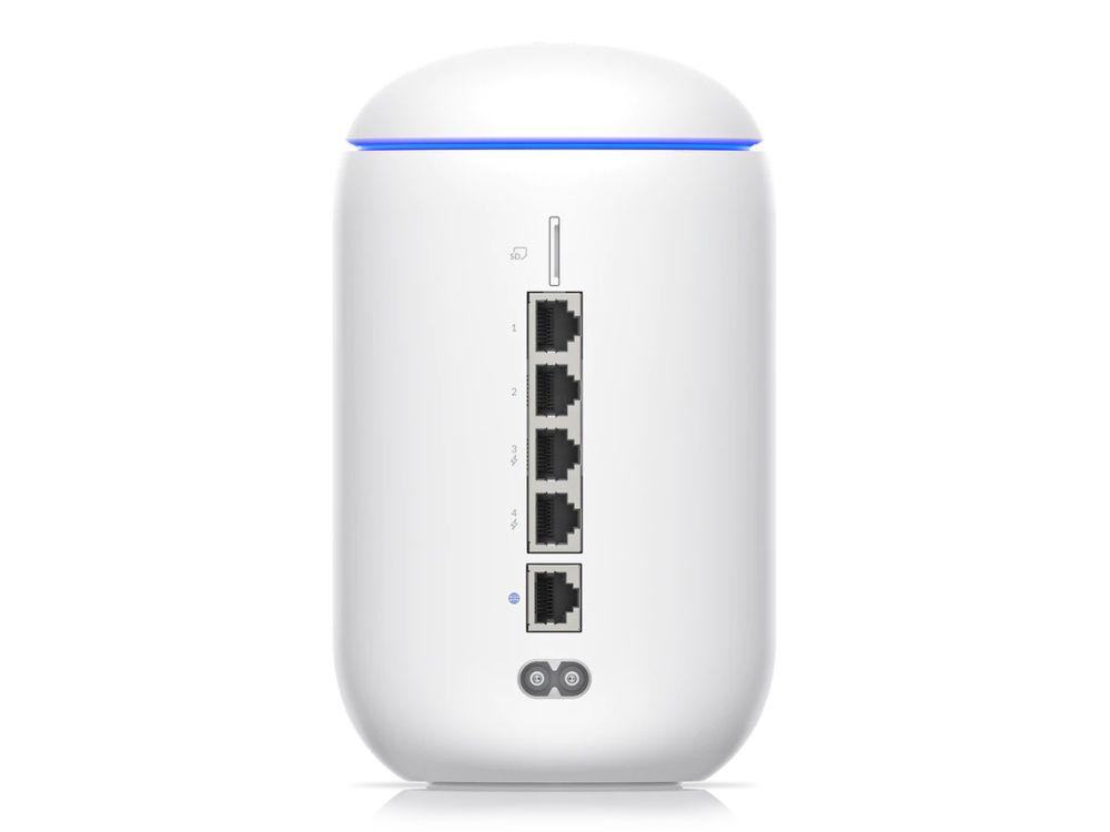 Ubiquiti UniFi Dream Router achterkant met netwerkpoorten en stroomaansluiting