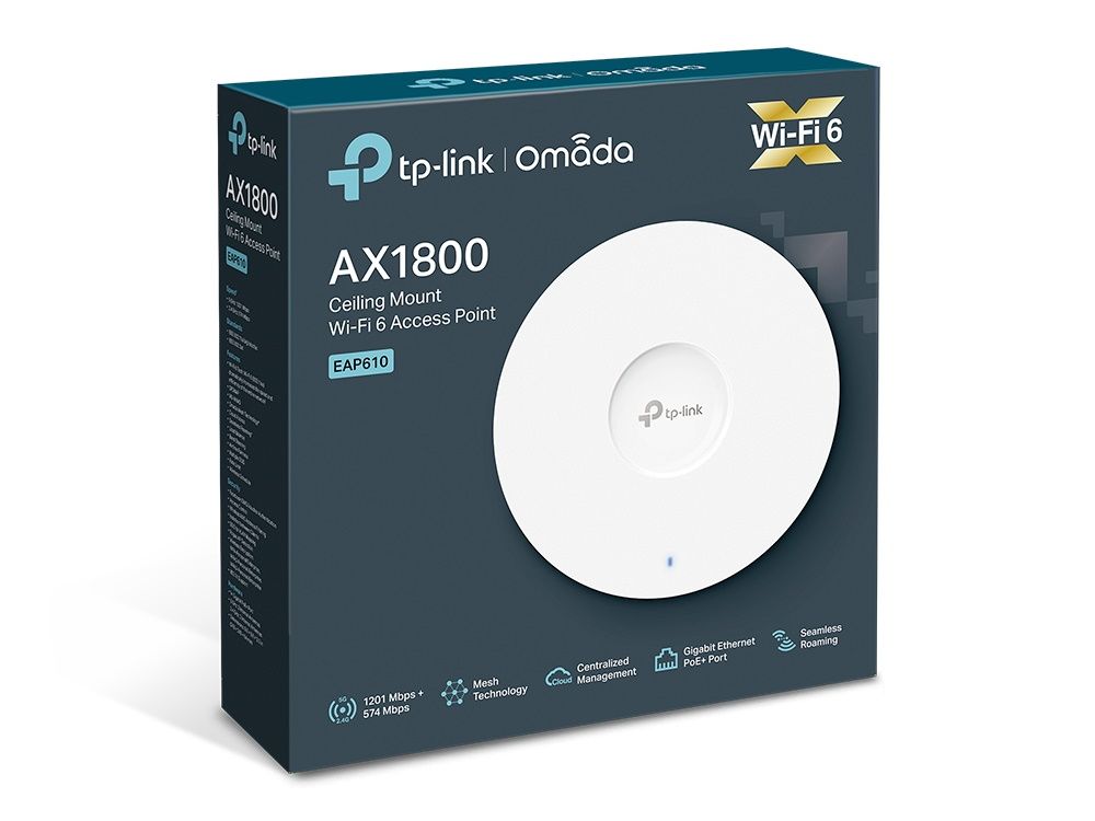 Verpakking van het TP-Link Omada SDN EAP610 Slim indoor WiFi 6 access point