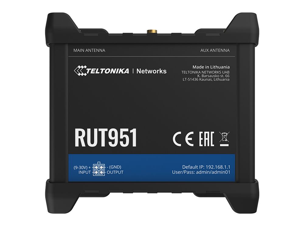 Voorkant van de Teltonika RUT951 4G LTE router