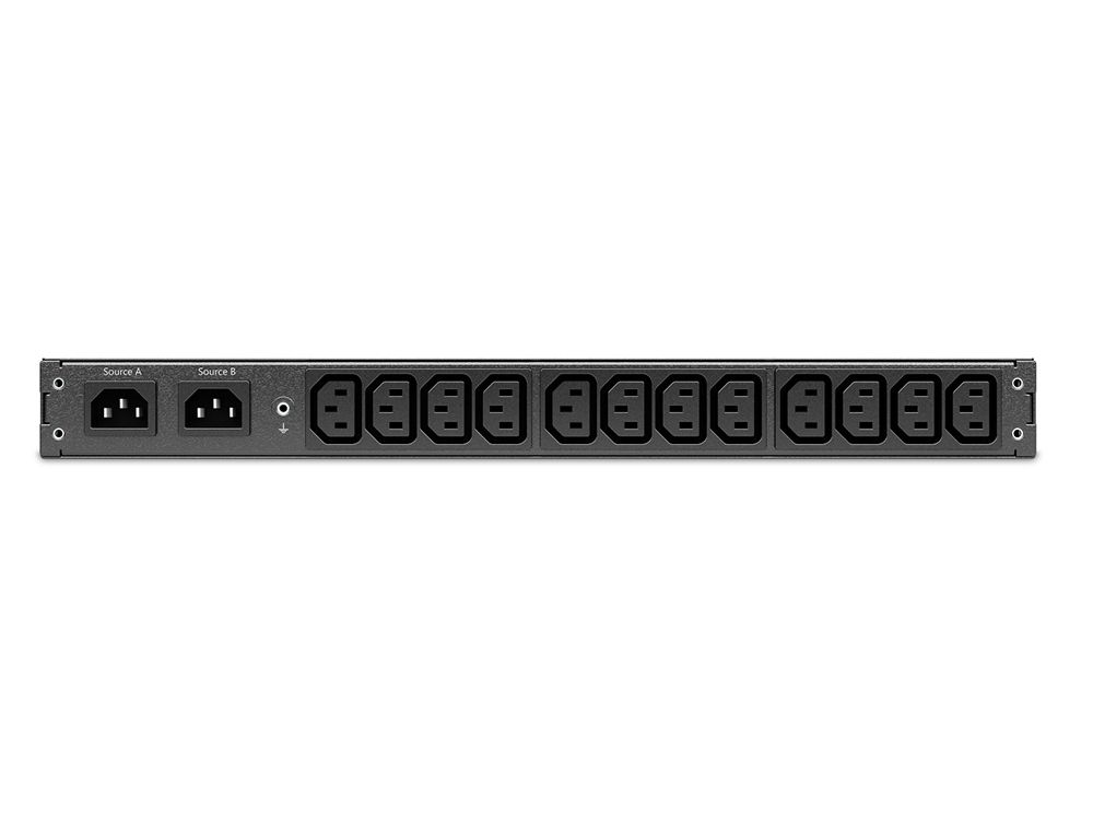 Achterkant van de APC AP4421A Rack Automatische Transfer Switch met alle stekkeraansluitingen