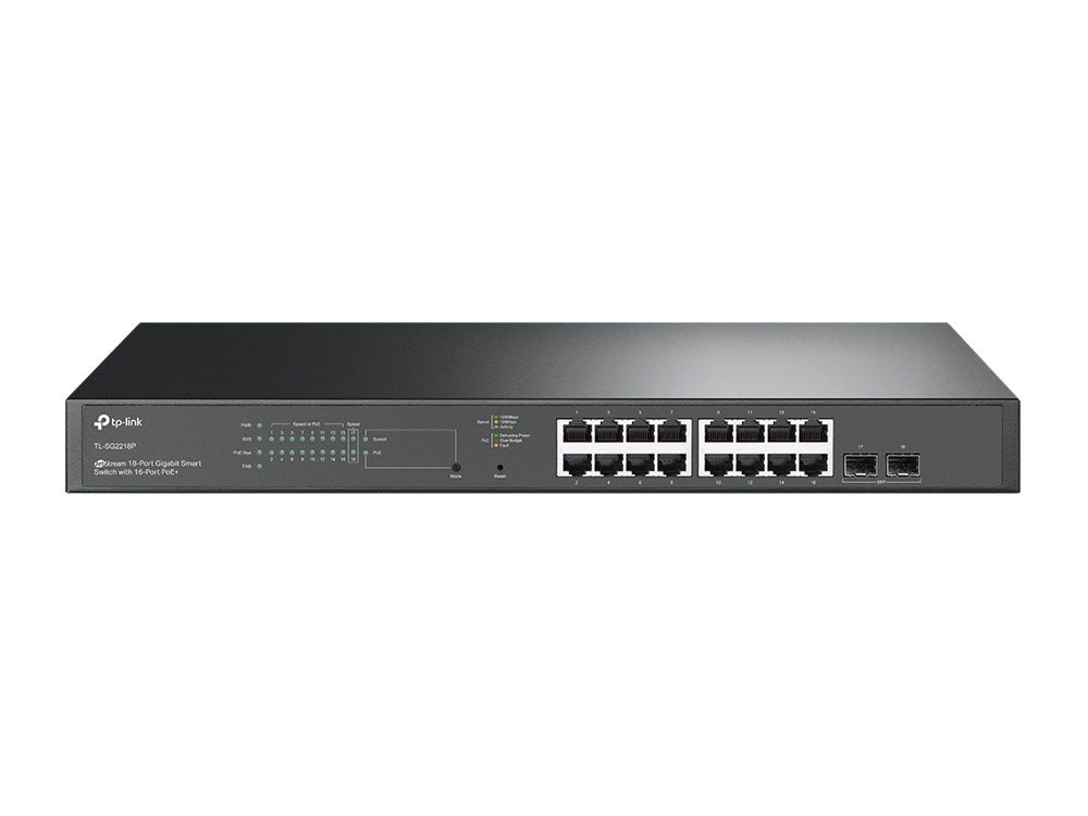 TP-Link Omada TL-SG2218P JetStream 16-poorts Gigabit PoE+ Smart Switch voorkant ethernetpoorten