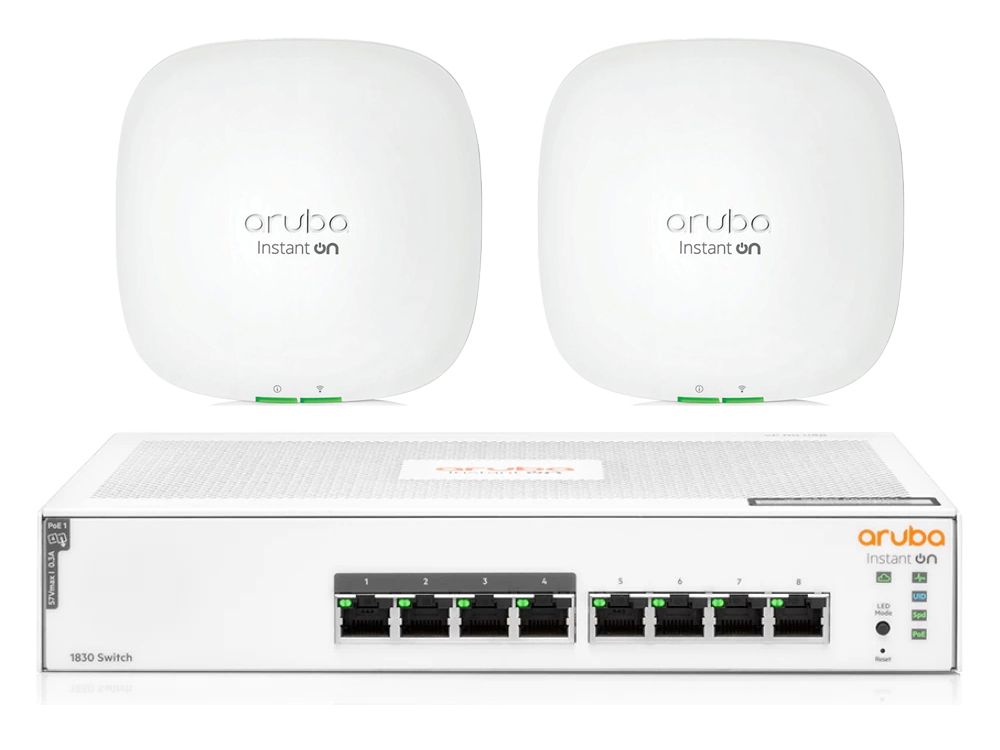 HPE Networking Instant On 1830 8G 4p switch en 2x AP22 access point