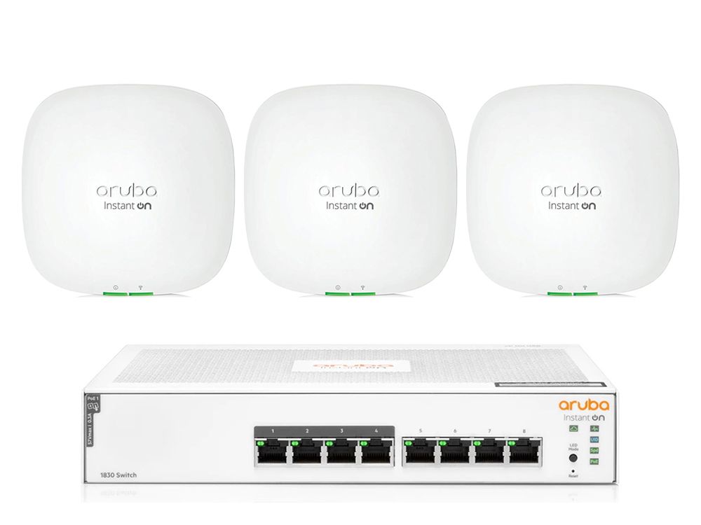HPE Networking Instant On 1830 8G 4p switch en 3x AP22 access point