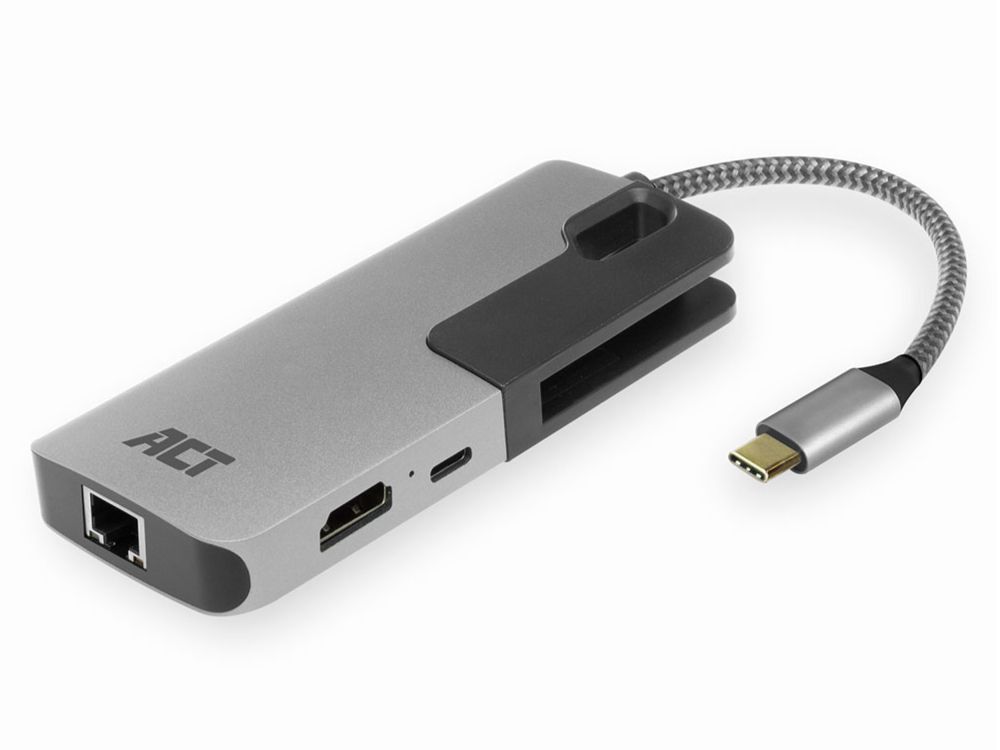 ACT USB-C 4K Multiport Docking Station voorkant aansluitingen