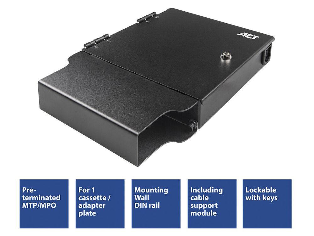 USP's van de ACT FA2130 Glasvezel Patchbox voor 1 prefab of MTP/MPO cassette/adapterplaat