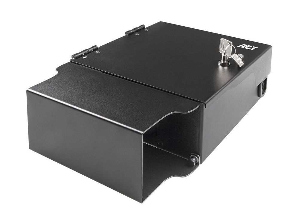 De ACT FA2131 Glasvezel Patchbox voor 2 prefab of MTP/MPO cassettes/adapterplaten met een sleutel in het slot