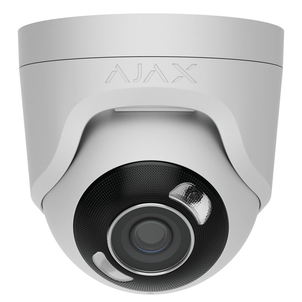 white ajax turret camera front side
