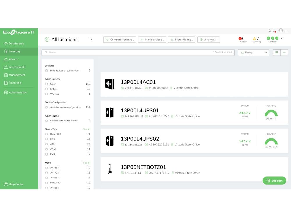 APC EcoStruxure IT Expert software dashboard