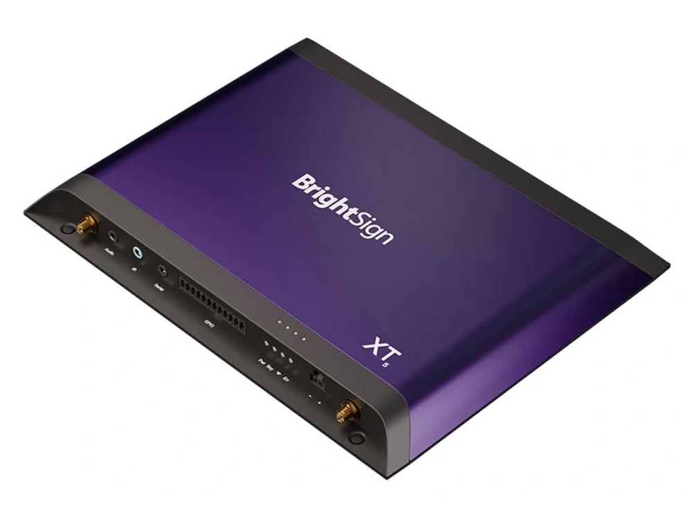 Voorkant en bovenkant van de BrightSign XT1145 digital signage media player