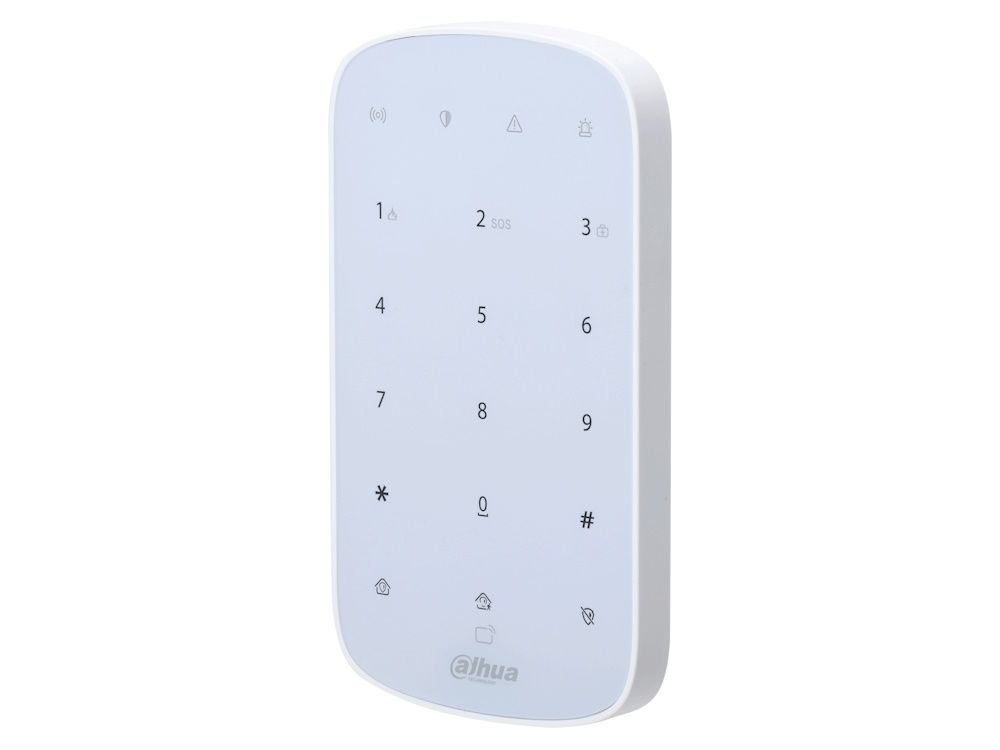 Voorkant en rechter zijkant van het Dahua ARK30T-W2(868) Wireless Keypad