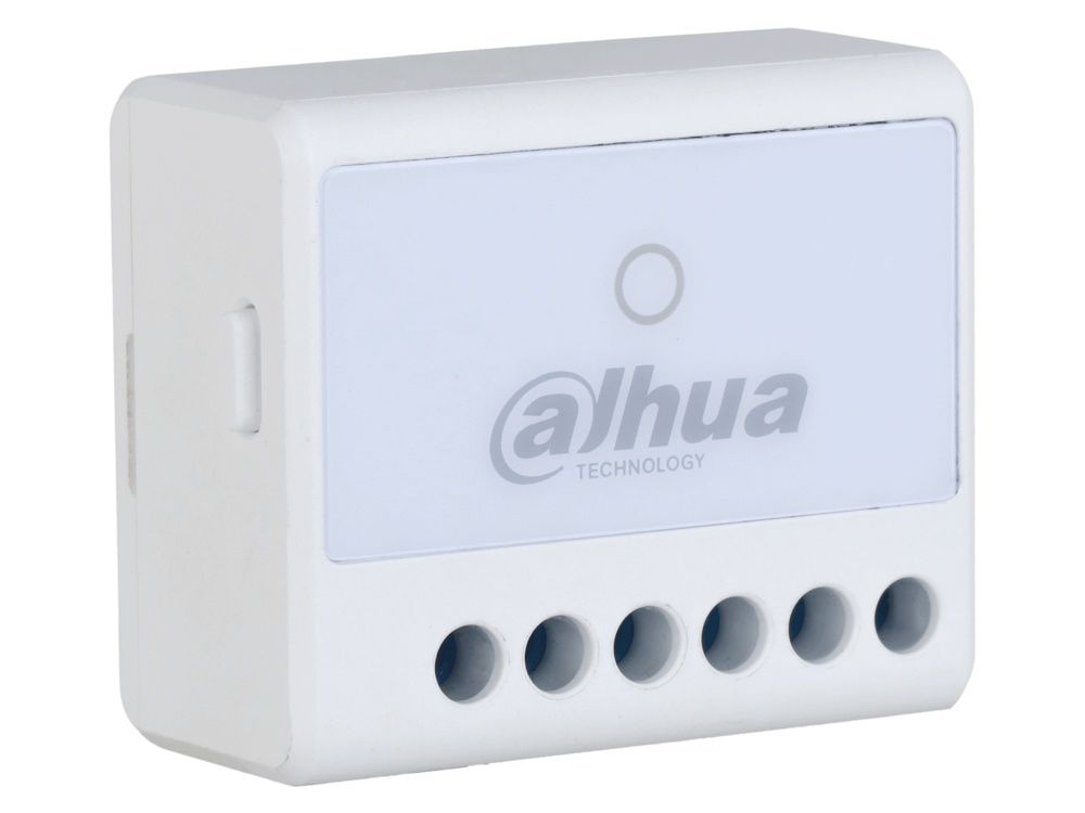 Voorkant en linker zijkant van het Dahua ARM7011-W2(868) Relay voor het Dahua AirShield alarmsysteem