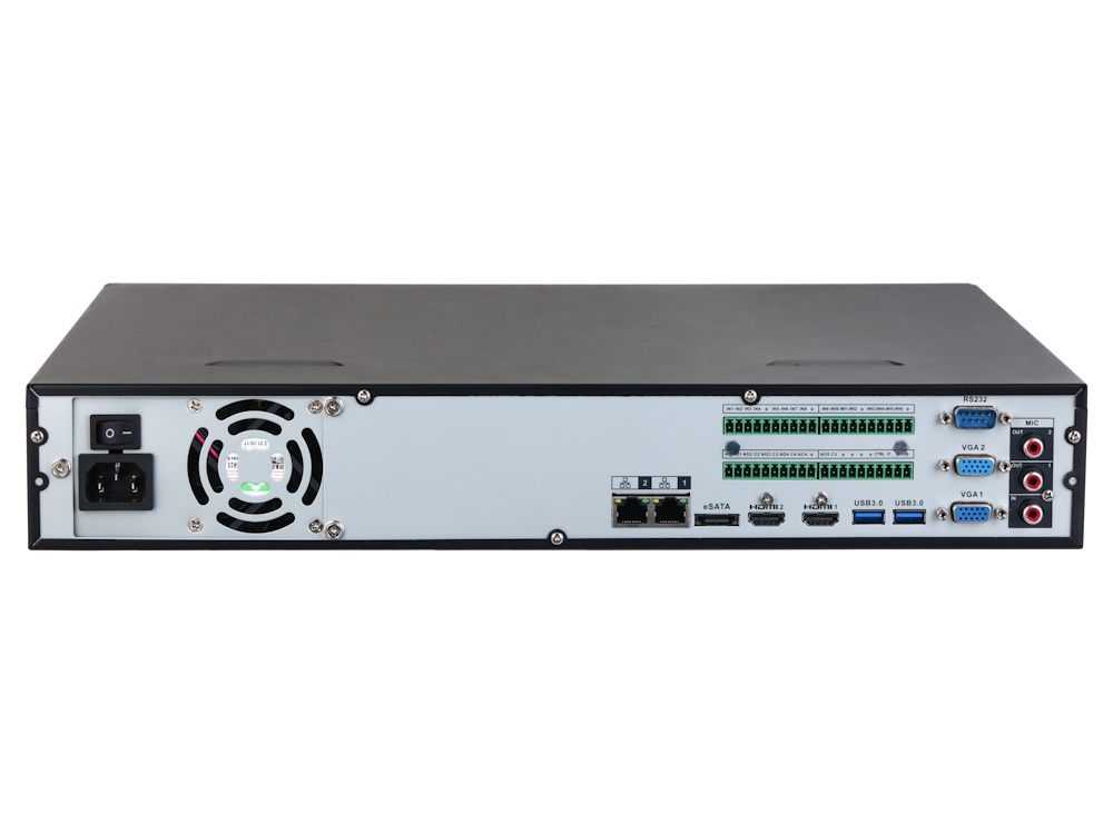 Achterkant van de Dahua DHI-NVR5432-EI NVR met alle aansluitingen en poorten