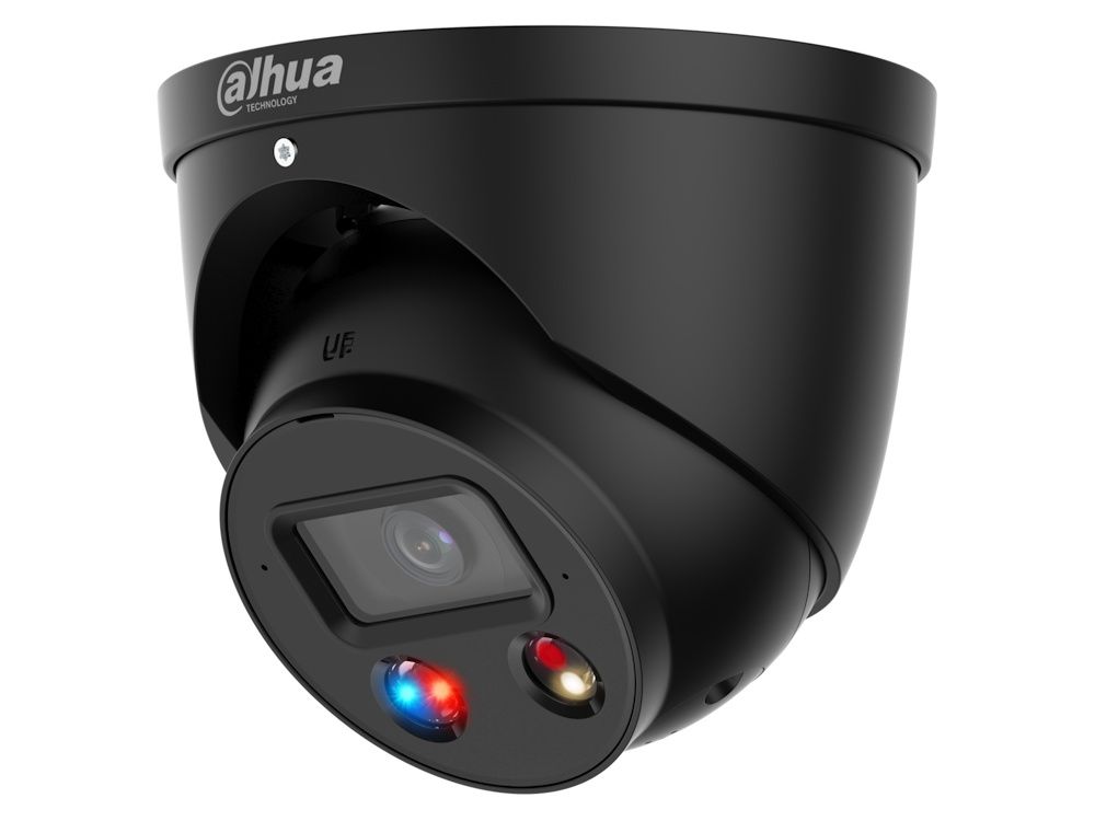 De Dahua IPC-HDW3449HP-AS-PV-0280B-S5 Black 4MP outdoor beveiligingscamera schuin van voren