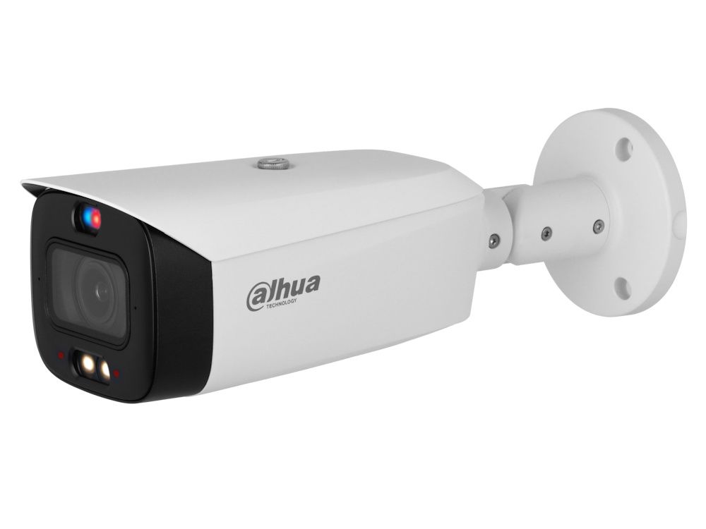 De Dahua IPC-HFW3849T1P-ZAS-PV-S5 (wit) schuin van voren en de zijkant